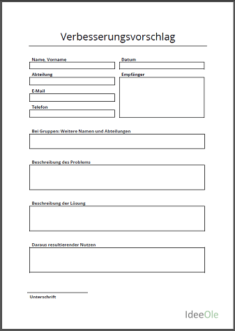 Verbesserungsvorschlag Formular